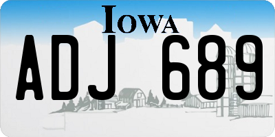 IA license plate ADJ689