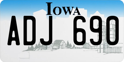 IA license plate ADJ690