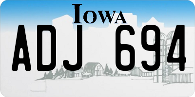 IA license plate ADJ694