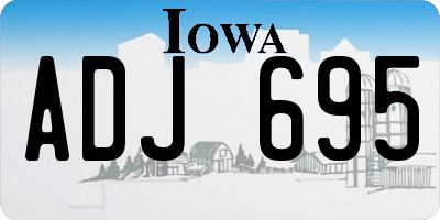 IA license plate ADJ695