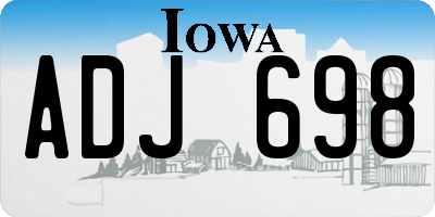 IA license plate ADJ698