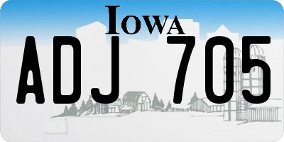 IA license plate ADJ705