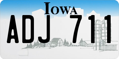 IA license plate ADJ711