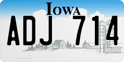 IA license plate ADJ714