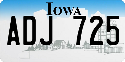 IA license plate ADJ725