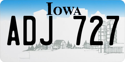 IA license plate ADJ727