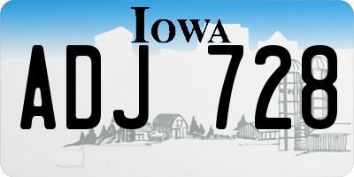 IA license plate ADJ728