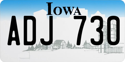 IA license plate ADJ730