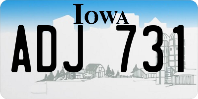 IA license plate ADJ731