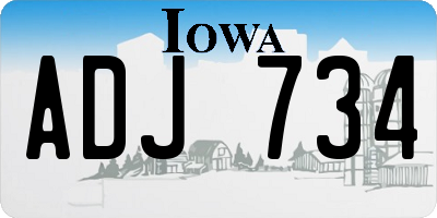 IA license plate ADJ734