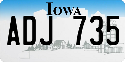 IA license plate ADJ735