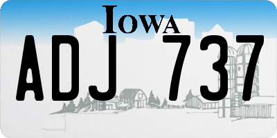 IA license plate ADJ737