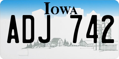 IA license plate ADJ742