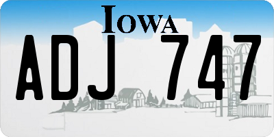 IA license plate ADJ747