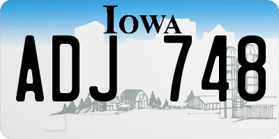 IA license plate ADJ748