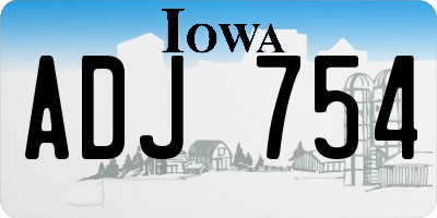 IA license plate ADJ754
