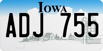 IA license plate ADJ755