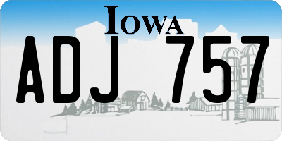 IA license plate ADJ757