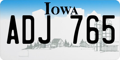 IA license plate ADJ765