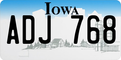 IA license plate ADJ768