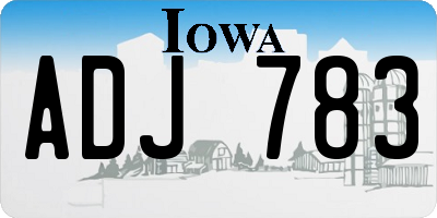 IA license plate ADJ783