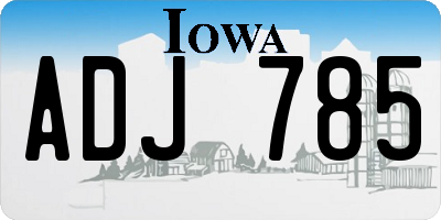 IA license plate ADJ785