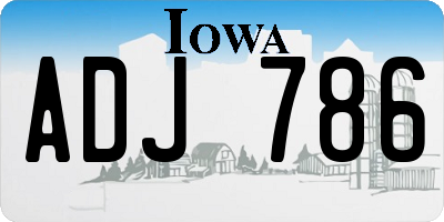 IA license plate ADJ786