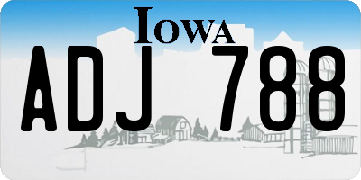 IA license plate ADJ788