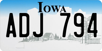 IA license plate ADJ794