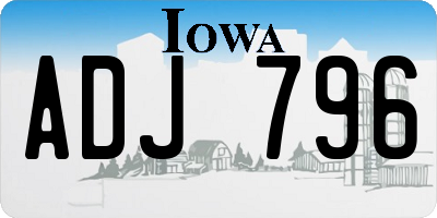 IA license plate ADJ796