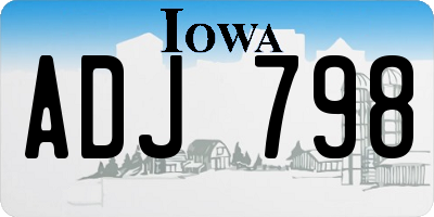 IA license plate ADJ798