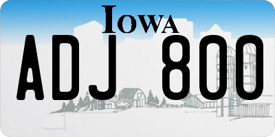 IA license plate ADJ800