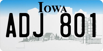 IA license plate ADJ801