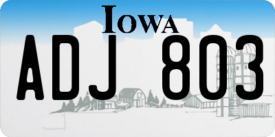 IA license plate ADJ803