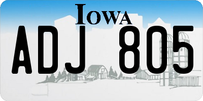 IA license plate ADJ805