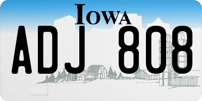 IA license plate ADJ808