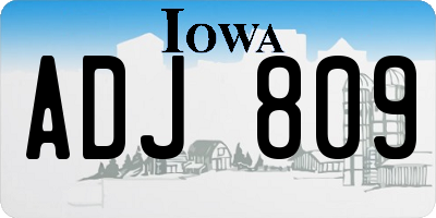 IA license plate ADJ809