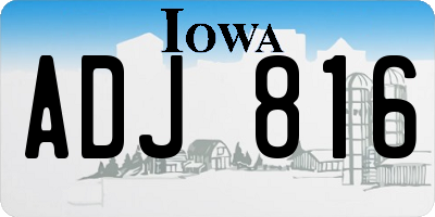 IA license plate ADJ816