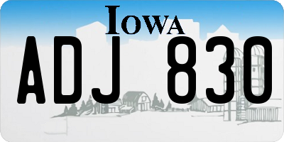 IA license plate ADJ830