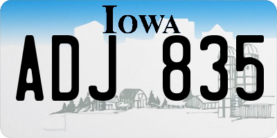 IA license plate ADJ835