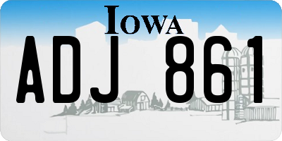 IA license plate ADJ861