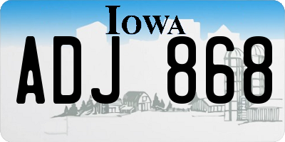 IA license plate ADJ868