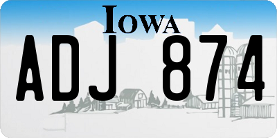 IA license plate ADJ874