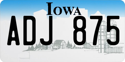 IA license plate ADJ875