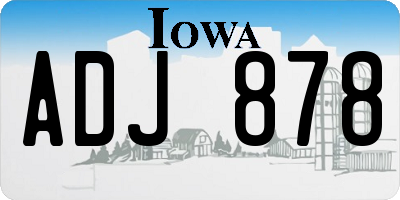 IA license plate ADJ878