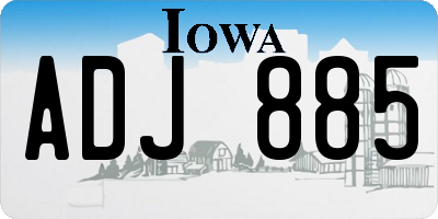 IA license plate ADJ885