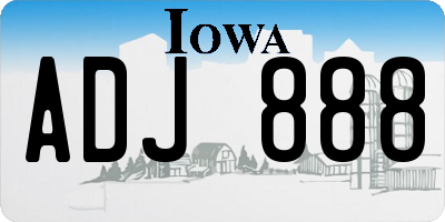 IA license plate ADJ888
