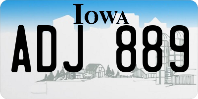 IA license plate ADJ889