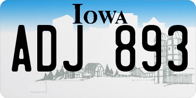 IA license plate ADJ893