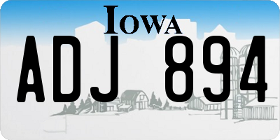 IA license plate ADJ894